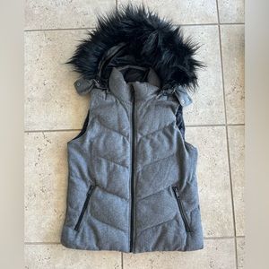 GAP Gray Puffer Vest With Hood